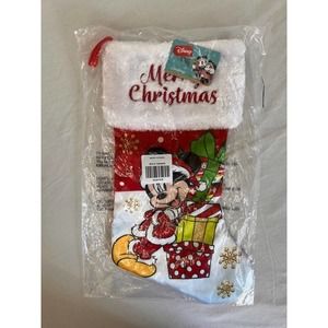 Disney Mickey Mouse Merry Christmas‎ Stockings Embroidered Holiday 15" New